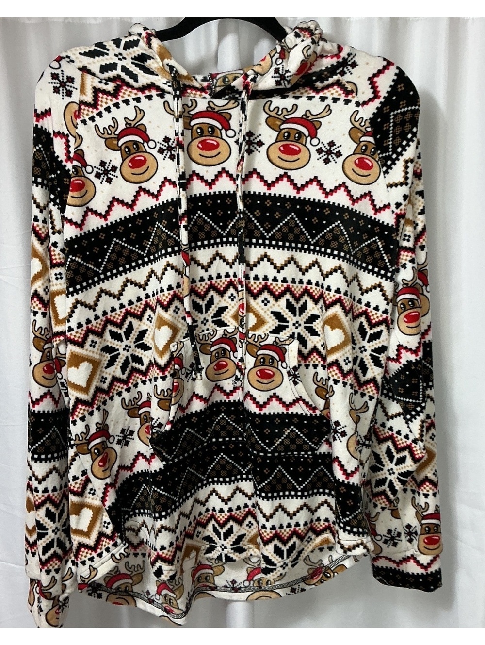 No Boundaries reindeer print fleece hoodie xxl women’s 20 Christmas holiday